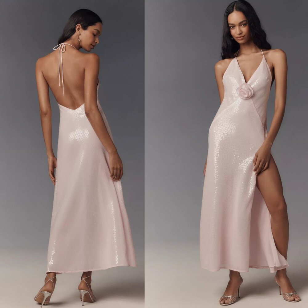 Bardot Aradia Sequin Halter Slip Dress size 6 pink new with tag nwt